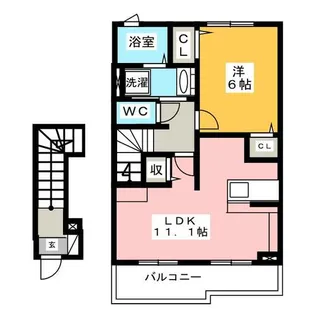 ラッキーチャーム A【2階】の間取り