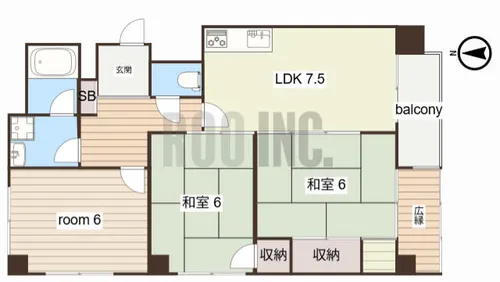 シャルム・ヒメゴー【2-A号室】の間取り