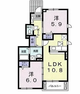 アライブK【101号室】の間取り