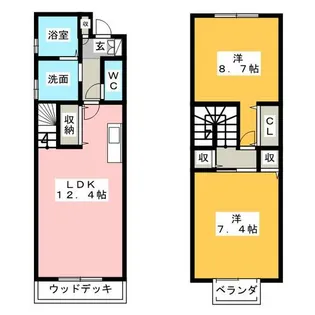 愛知県東海市荒尾町大城【テラスハウス】の間取り