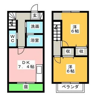 愛知県知多市岡田字向田【テラスハウス】の間取り