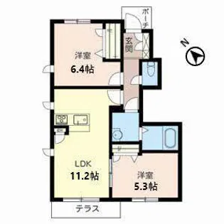 シャーメゾン日新B【1階】の間取り