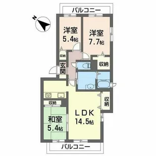 第5レジデンスオクノ藤が丘【3階】の間取り