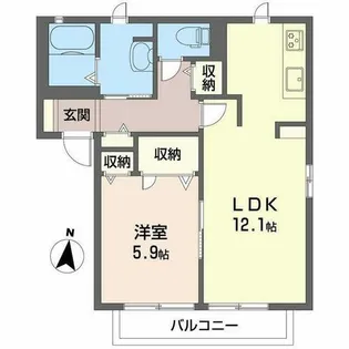 グリーンヴィレッジ【A205号室】の間取り