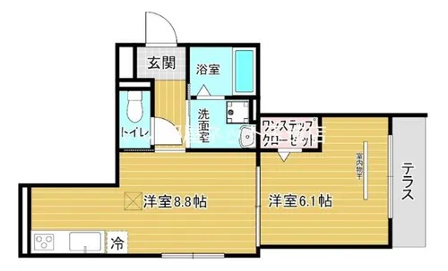 ソルプレーザ玉造【1階】の間取り