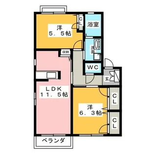 ピアコート A棟【2階】の間取り
