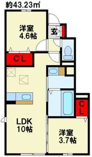 ヴィルヌーブ相坂 D棟【1階】の間取り