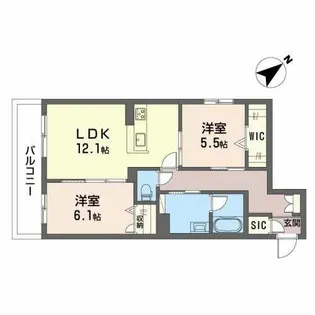 シャーメゾン リジエール ノース【0202号室】の間取り