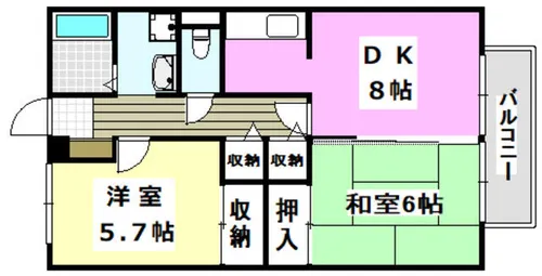 グリーンハイツ岸辺【1階】の間取り