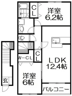 メルシーボンジョルネ A棟【2階】の間取り