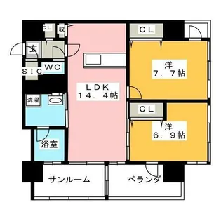 2LDKの間取り画像