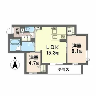 シャーメゾン清華【0102号室】の間取り
