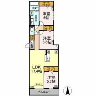 リアンフォール【201号室】の間取り
