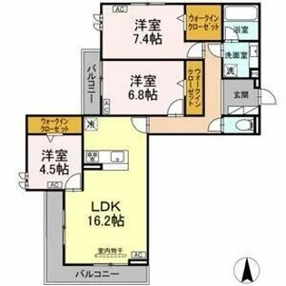リアンフォール【203号室】の間取り