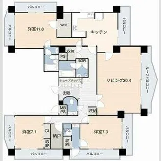アビタシオン泉【15階】の間取り