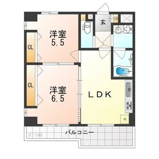 デルメゾン三国丘【2階】の間取り