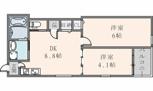 Muses花園本町【201号室】の間取り