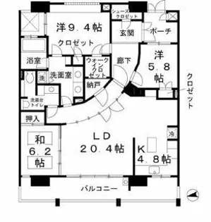 ロイヤルパークスなんば【1406号室】の間取り