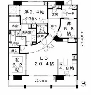 ロイヤルパークスなんば【14階】の間取り