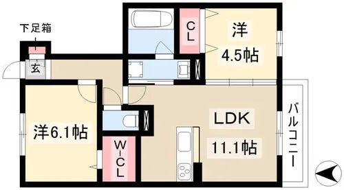 サンハイム八社【1階】の間取り