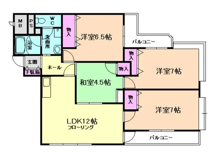 シュロス五月山Ⅱ【401号室】の間取り