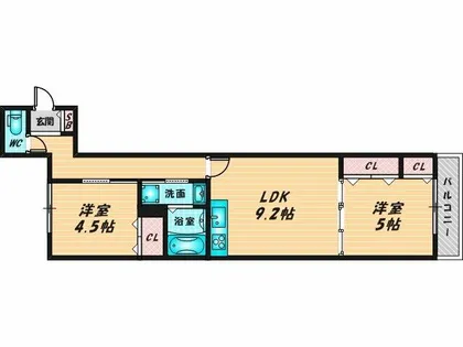 クリエオーレ菱屋東【2階】の間取り