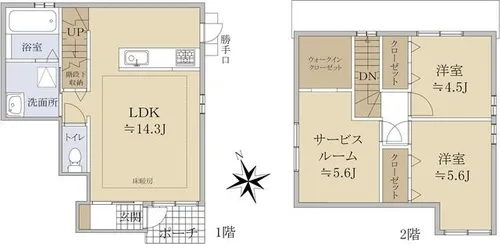 愛知県名古屋市昭和区福原町1丁目【テラスハウス】の間取り