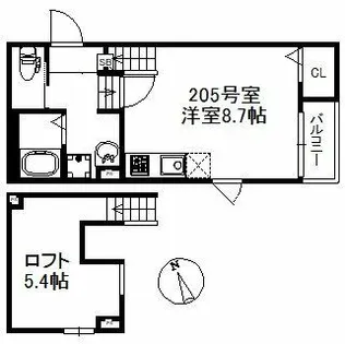 シャノワール久留米【2階】の間取り