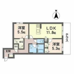 シャーメゾンシャルム磯上【0105号室】の間取り