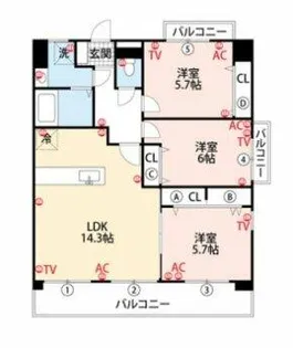グランドゥール【401号室】の間取り