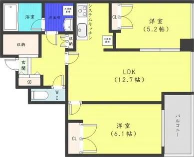 ラフィネタワー札幌南3条【14階】の間取り