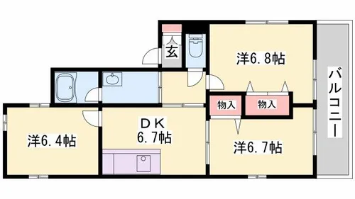 フローラル白浜Ⅱ【0201号室】の間取り