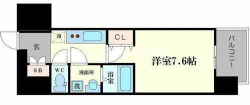 レジュールアッシュ心斎橋VITA【9階】の間取り