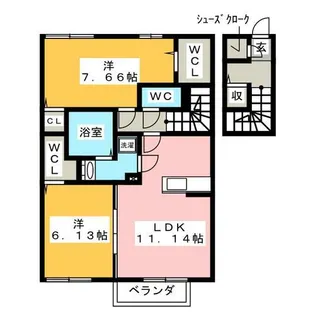 グランパルク東豊 B【2階】の間取り