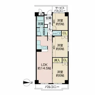 ロイヤルメゾン羽衣【5階】の間取り