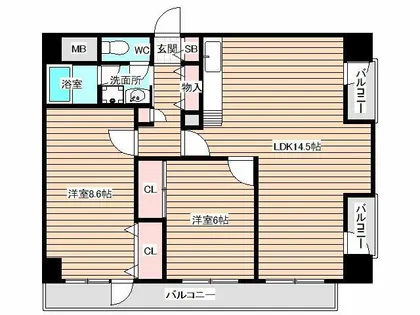 阪神ハイグレードマンション5番館【3階】の間取り
