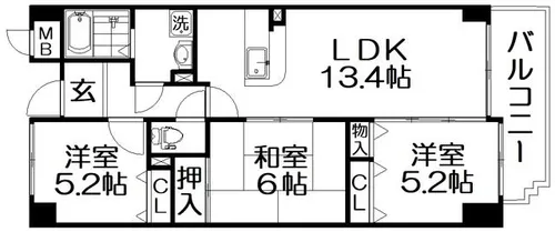 星田ロイヤルハイツ【4階】の間取り