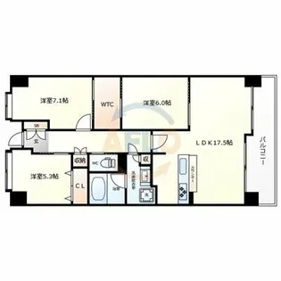 フロンティアタワー難波EAST【4階】の間取り