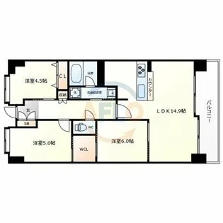 フロンティアタワー難波EAST【5階】の間取り