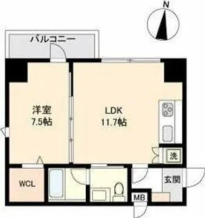 パークフラッツ新栄【9階】の間取り