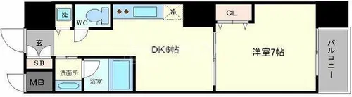 エスライズ西本町Ⅱ【9階】の間取り