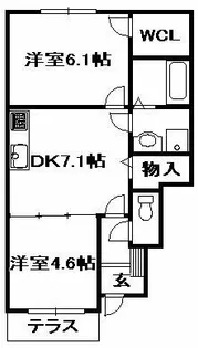 フローラ上津台Ⅰ番館【1階】の間取り