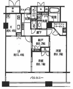 ビオール大阪大手前タワー【13階】の間取り