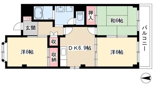 クイーンハイツ大治【1階】の間取り