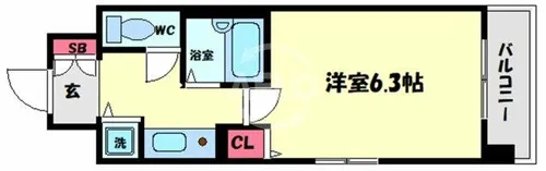 ユニーブル靭公園【10階】の間取り