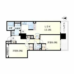 リーディア玉造駅前【14階】の間取り