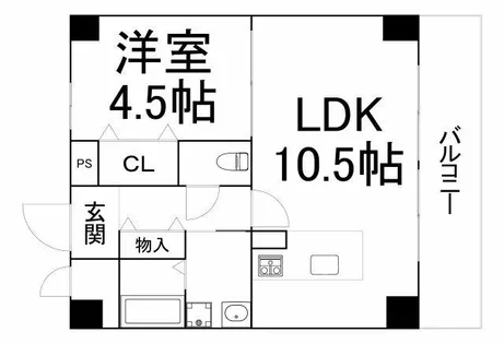 1LDKの間取り画像
