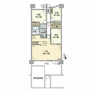 バンベール植田ヒルズ2号棟【1階】の間取り