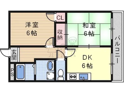 シャトー帝塚山【3階】の間取り