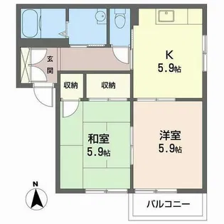 コーラル篠A・B・C【2階】の間取り